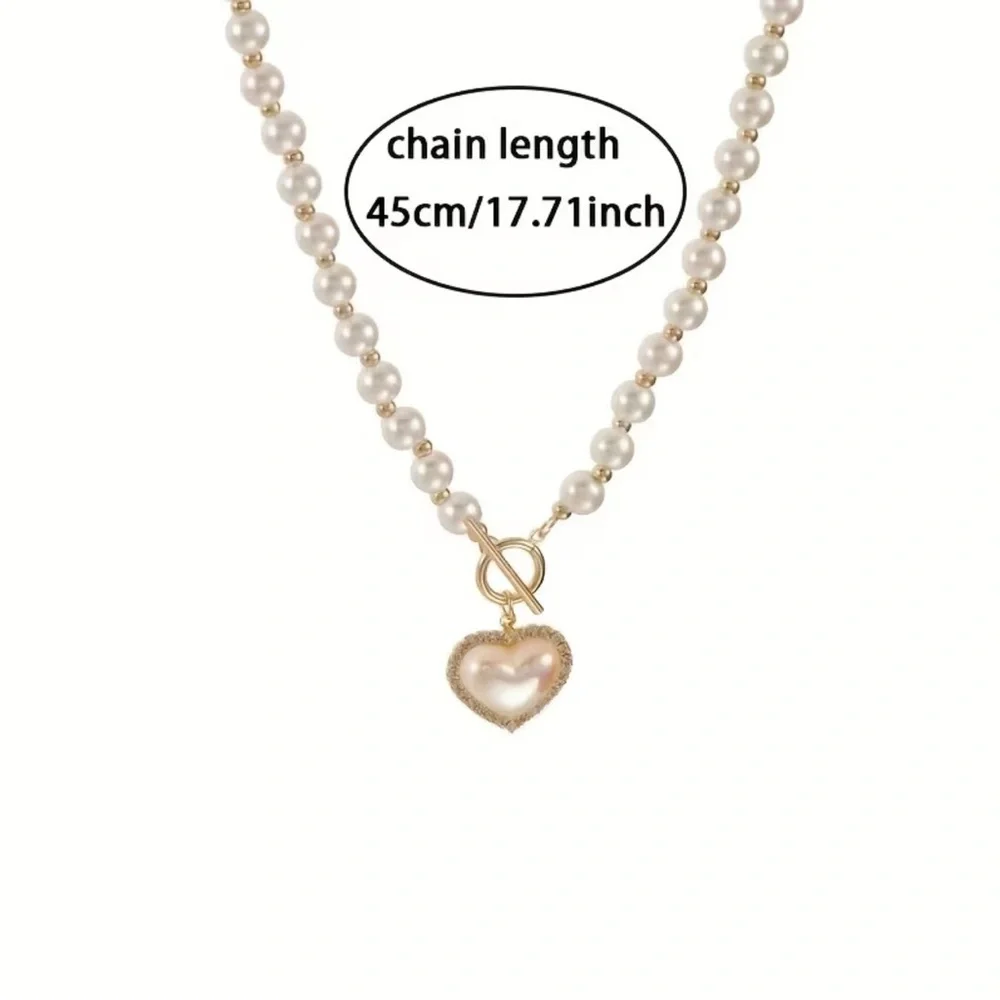 NEW Elegant Pearl Heart Necklace. Trendy Romantic Necklace. Holiday Gift 💝 - Picture 5 of 8